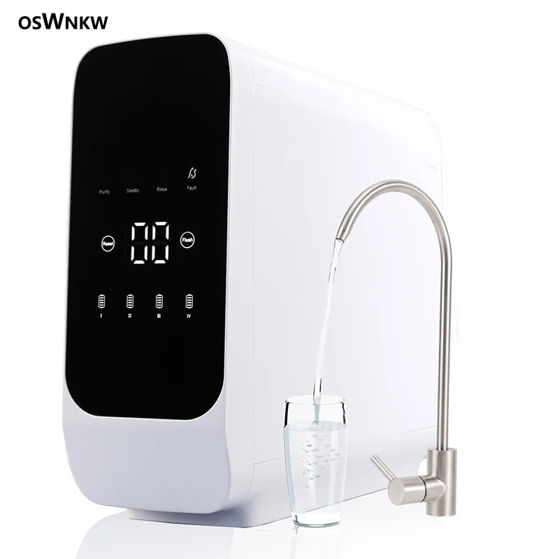 OSWNKW Reverse Osmosis Water Filtration System - 600GPD High Flow, Tankless, Reduced TDS, Compact, 1:2 Drain Ratio, Mineralized