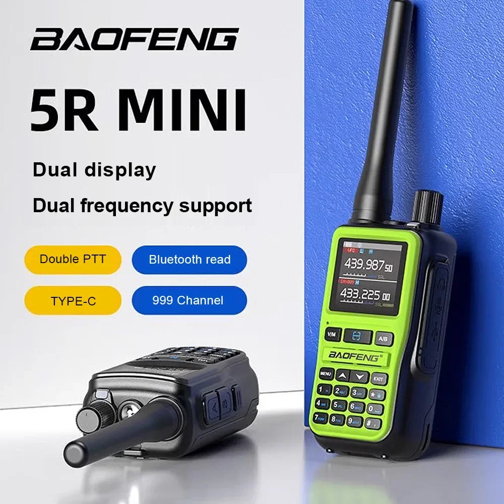 BAOFENG New Walkie Talkie 2PCS 5R Mini 5W Radio walkier talkie BT Dual PTT Transmission AM Aviation Reception Mini Case Radio