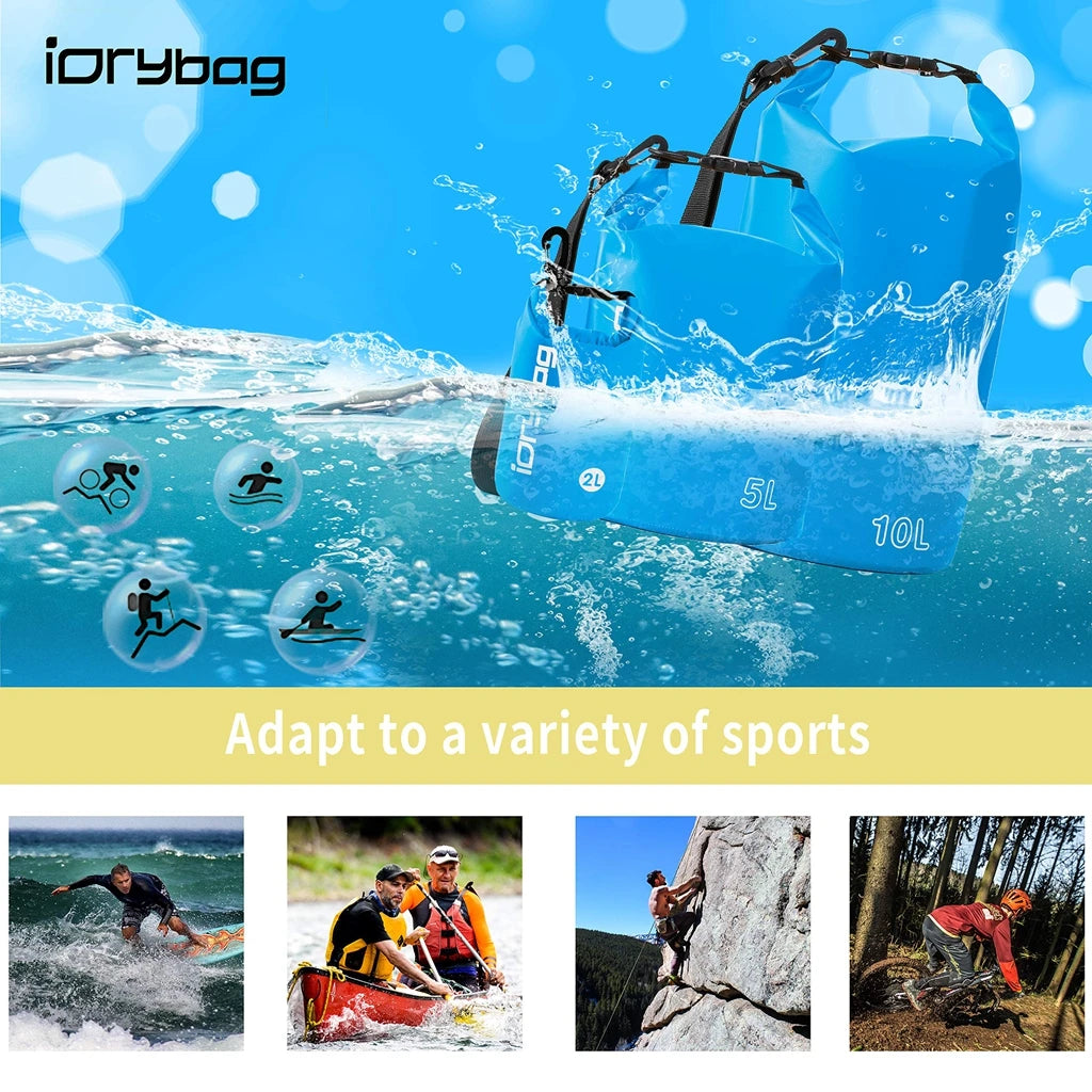 Idrybag Dry Bag Waterproof Bag for Women Men 2/5/10/15/20L Swimming Rafting Kayaking River Trekking Waterproof Dry Bag Backpack