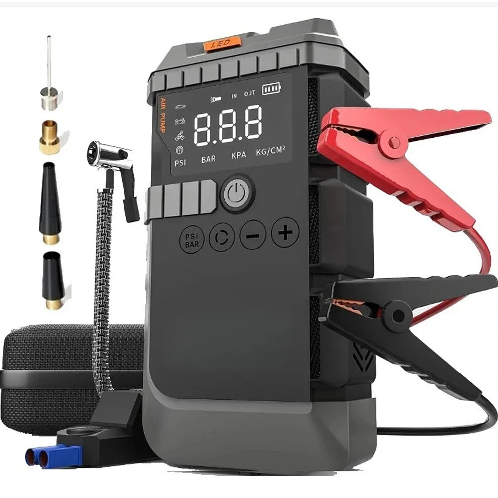 Car Jump Starter with Air Pump 3000A Peak Starter Box 150PSI Digital Tire Inflator Car Battery Jump Starter With Air Compressor