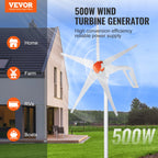 SucceBuy Wind Turbine Generator 12V 500W/800W Wind Turbine Wind Power Generator with MPPT Controller Suitable for Home Farm RVs
