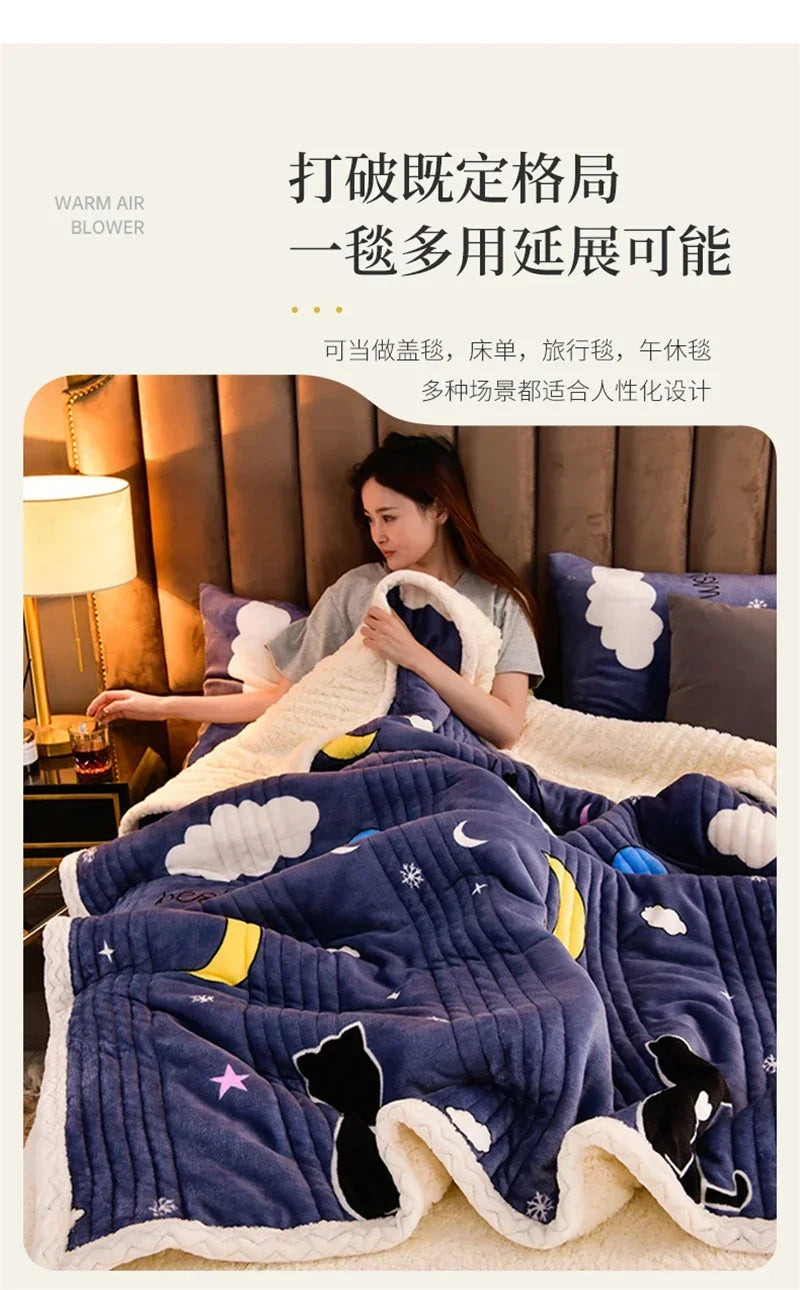 Soft Fluffy Warm Winter Blanket Thicken Lamb's Wool Autumn Warmth Blankets for Bed Milk Velvet Comfortable Sofa Blanket Throw