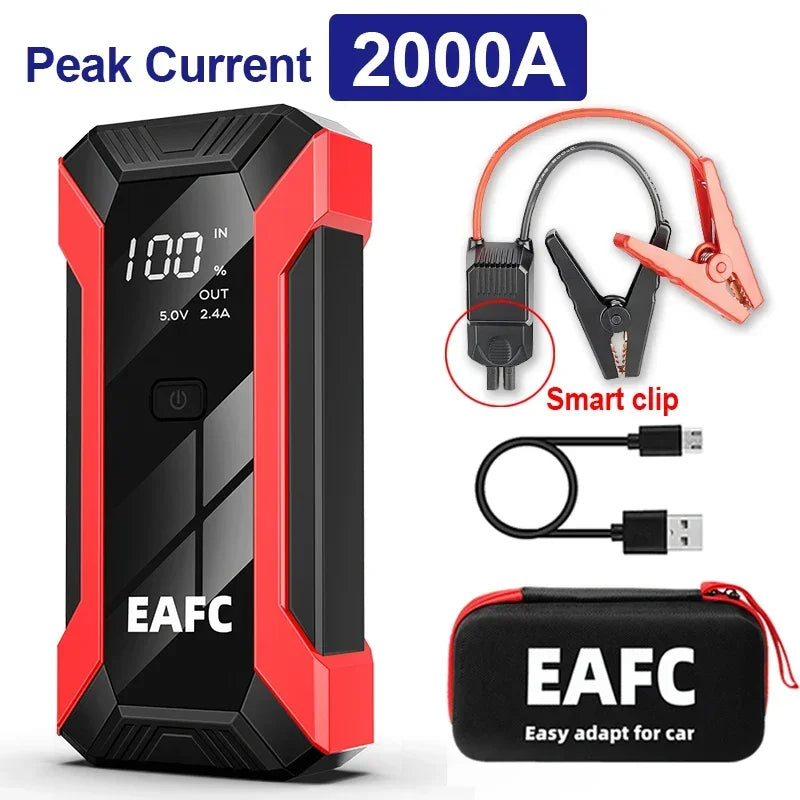 2000A/1200A Car Jump Starter Power Bank Starting Device Portable Car Battery Emergency Booster for 12V Vehicles Small Trucks