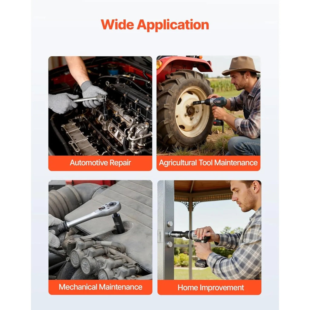 VEVOR 1/4, 3/8 & 1/2 Inch Drive Impact Socket Set, 210-Piece Full Metric/Standard with Extensions & Universal Joint, 3 Cases