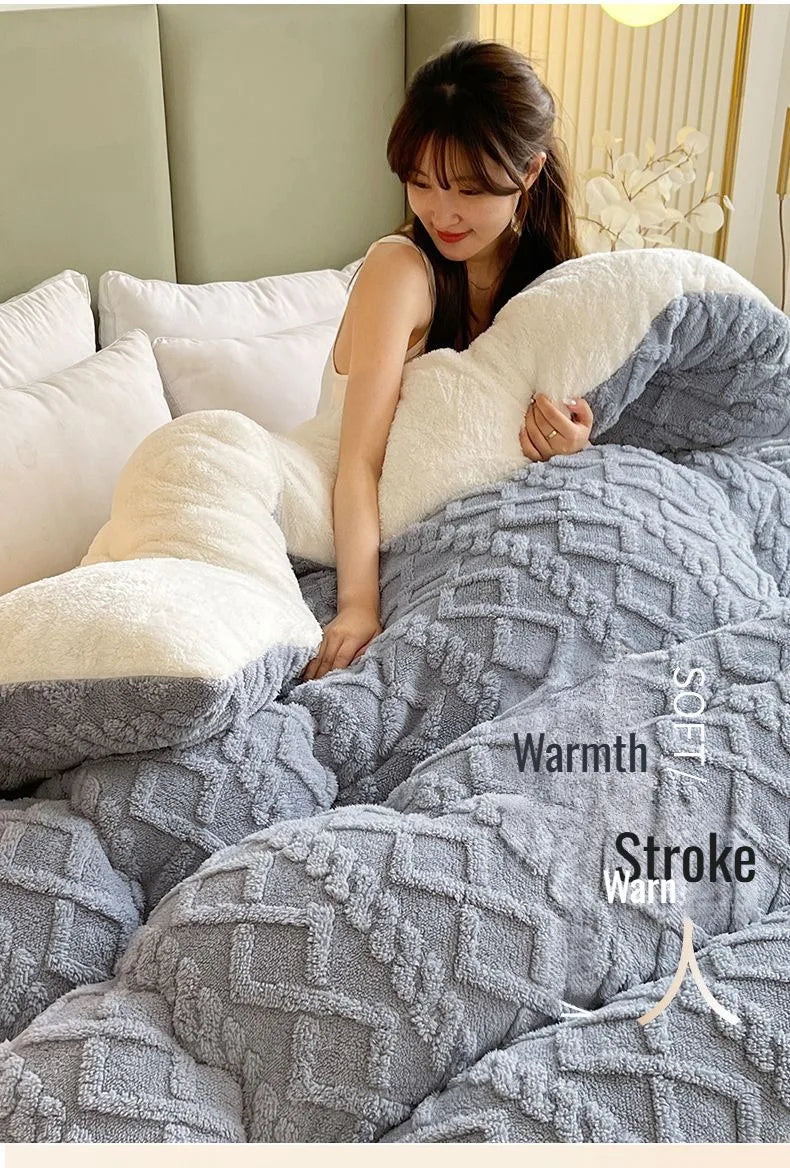 Comfortable double-sided velvet quilt core bedroom velvet thickened blanket home lamb fleece quilt warm quilt core comfortable