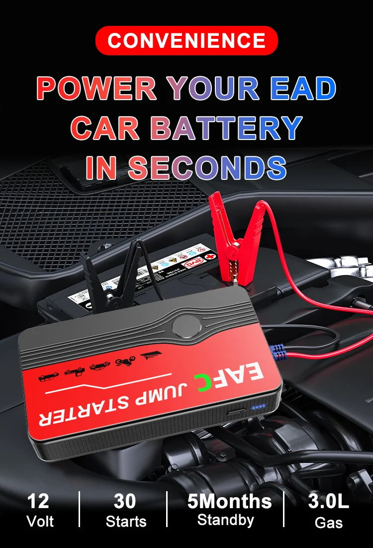 Car Jump Starter 2000A Power Bank Portable Car Battery Charger for 12V Auto Starting Device Petrol Diesel Emergency Booster