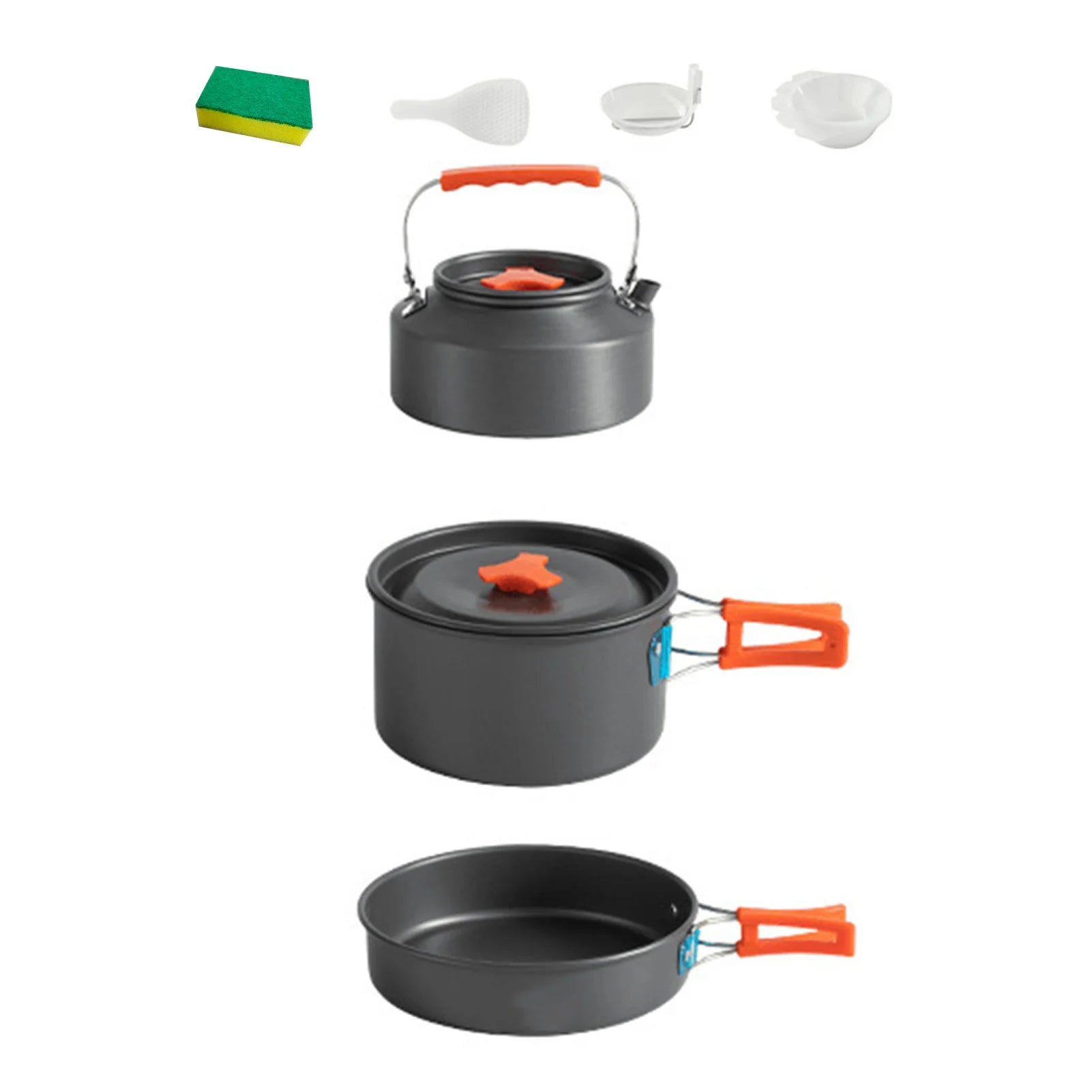 3pcs Camping Cookware Set Portable Non-Stick Aluminum Alloy Pot Pan 1.1L Kettle kit for Outdoor Survival Cooking Supplies