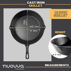 10" Pre-Seasoned Cast Iron Skillet With Pouring Lip For Cooking Bake Cake Barbecue Non-Stick Pan Heavy Duty Frying Pan Oven Safe