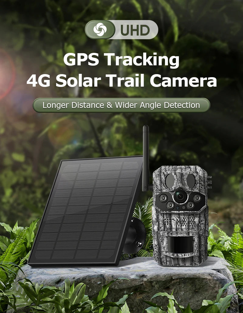 Ucon 4G LTE Cellular Trail Camera 5MP Solar Camera PIR Motion Activated 0.2s Trigger Time Night Vision Wildlife Hunting Cameras