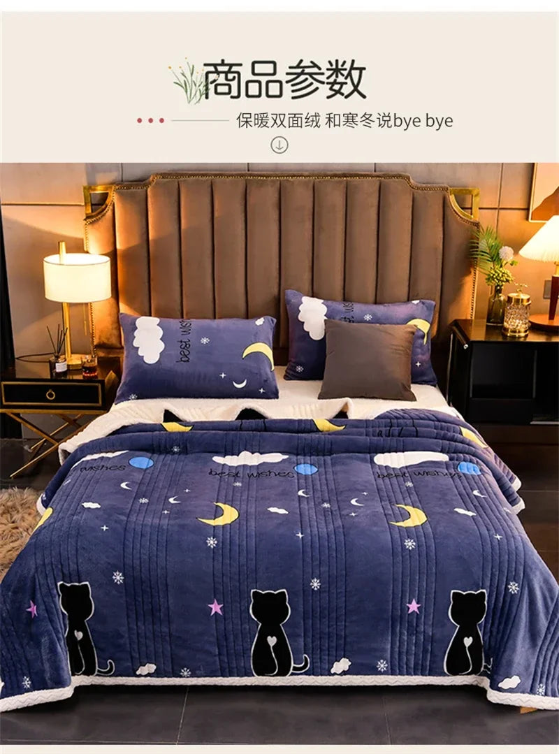 Soft Fluffy Warm Winter Blanket Thicken Lamb's Wool Autumn Warmth Blankets for Bed Milk Velvet Comfortable Sofa Blanket Throw