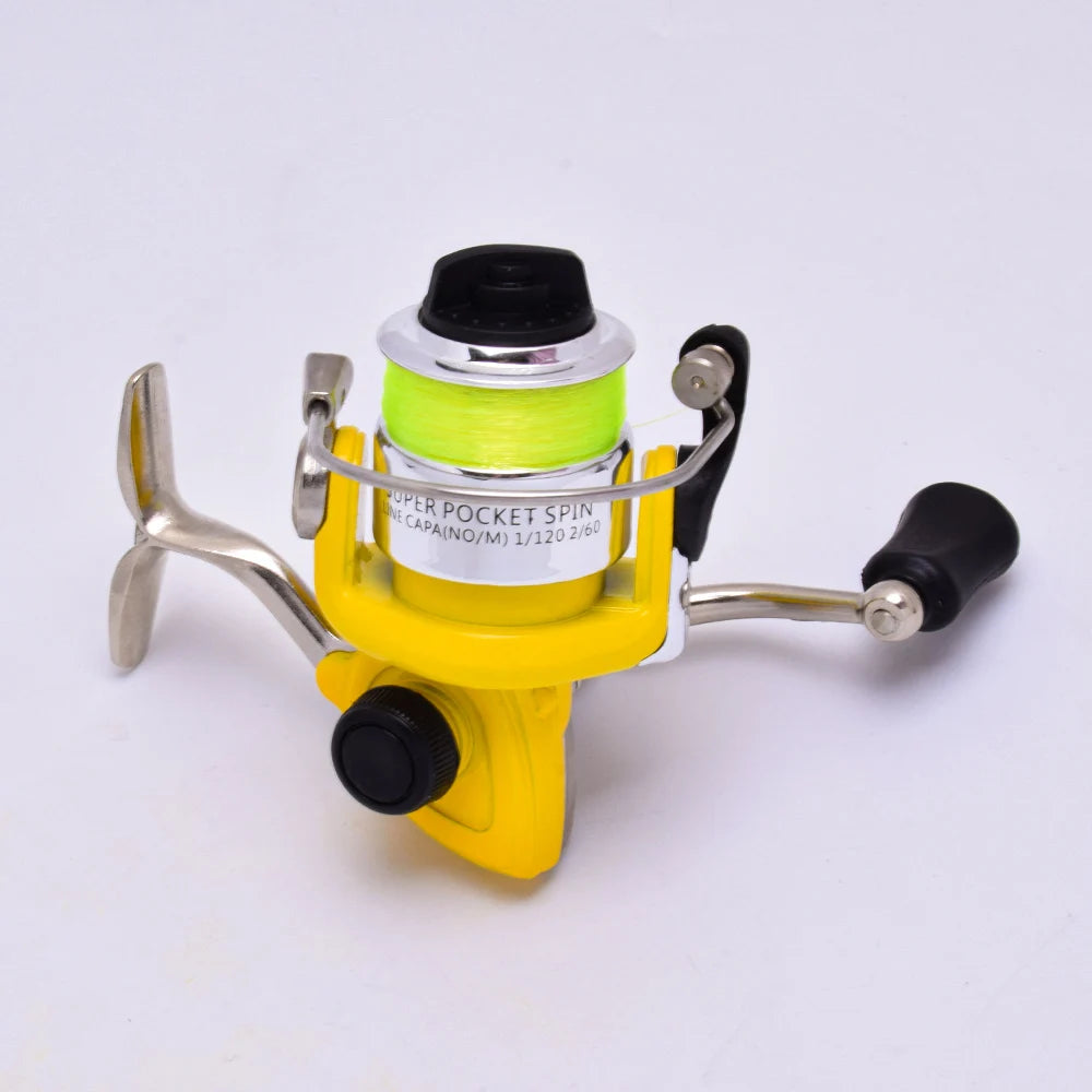 1 mini metal spinning wheel, micro object fishing wheel, fishing throwing pen, fishing rod, special small foot loaf