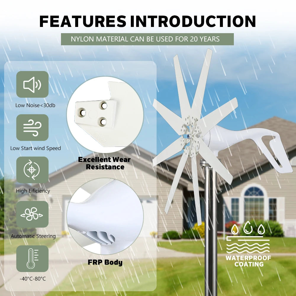 1000w Wind Turbine Generator 12V 24V 48V DC 220v AC Home System Free Green Alternative Energy Solar Panels Home Energy Solutions