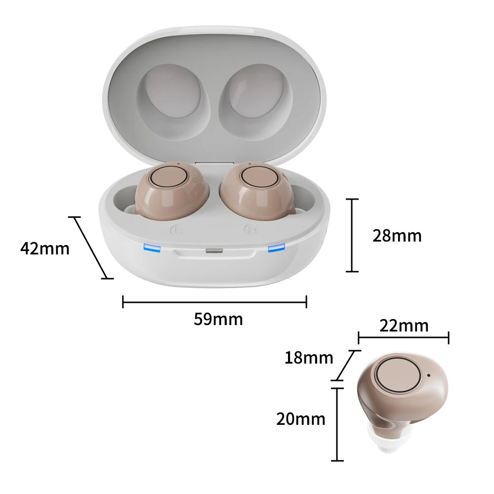 JINGHAO Hearing Aids Sound Amplifier Rechargeable Sound Enhance For Elderly Father Mother Gift Beige