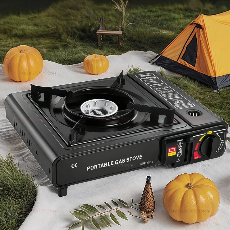 Portable outdoor gas stove, suitable for camping, barbecue cooking and household use. Compact, lightweight and durable gas stove