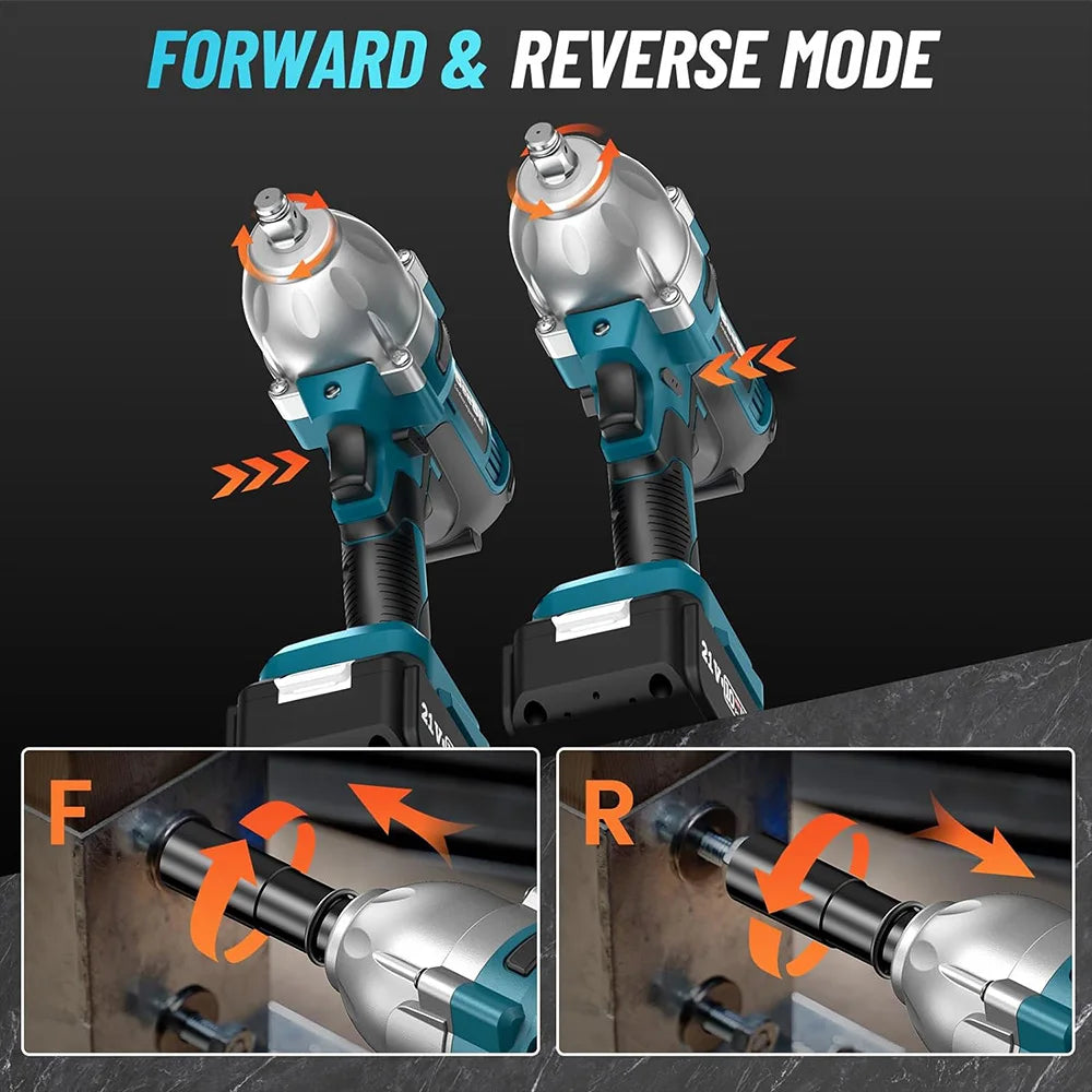 SEESII Cordless Impact Wrench 900N.m Power Impact Gun 1/2'' 3300RPM Brushless Electric Impact Driver for Home Car Truck Mower