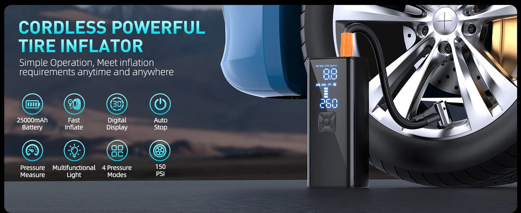 Car Air Compressor Super Fast Electric Tyre Inflator Pump With LED Lamp For Motorcycle Bicycle Tire Portable Inflatable Pump