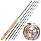Sougayilang Fly Fishing Rods and Reels 5-sections Carbon Rod 5/6 Reels for Trout Perch Fishing Suitable for Leisure Fishing