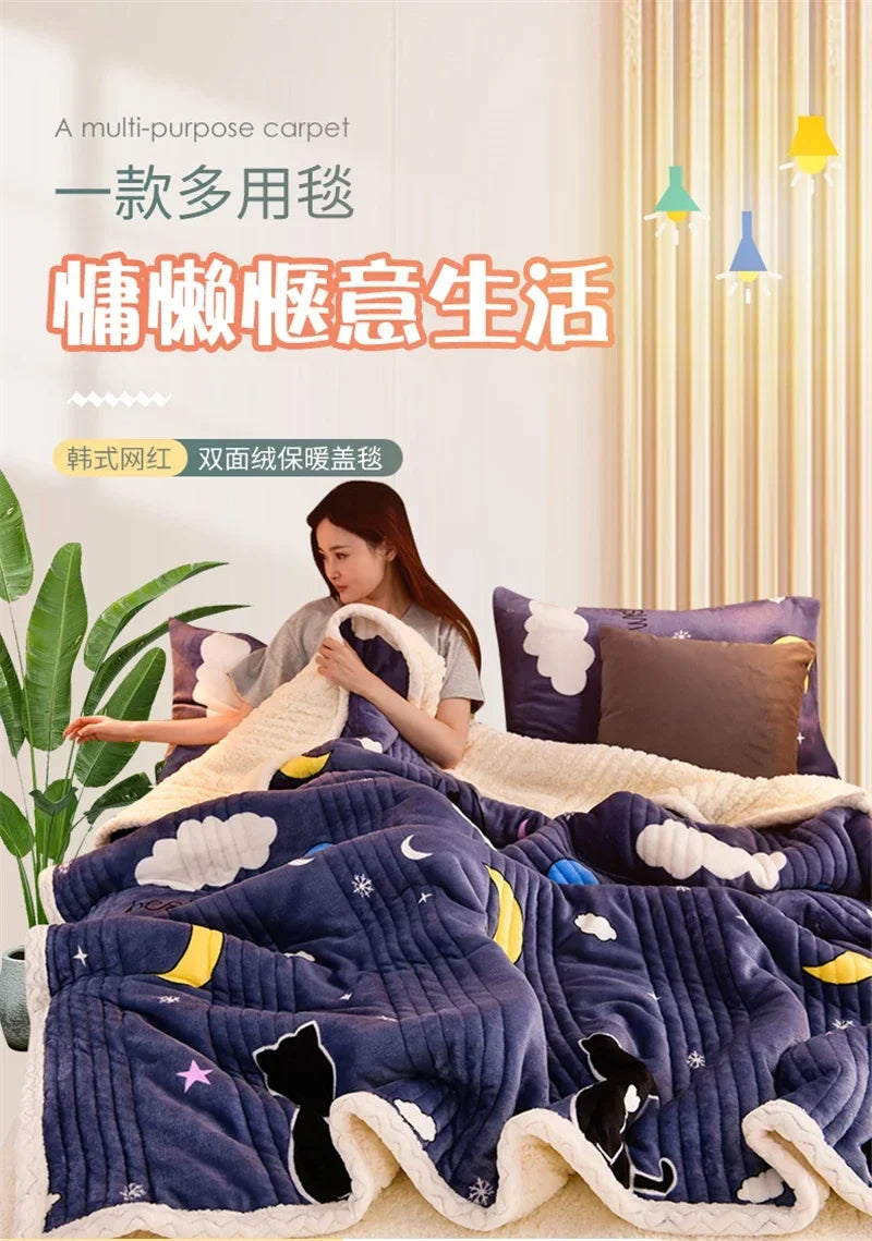 Soft Fluffy Warm Winter Blanket Thicken Lamb's Wool Autumn Warmth Blankets for Bed Milk Velvet Comfortable Sofa Blanket Throw