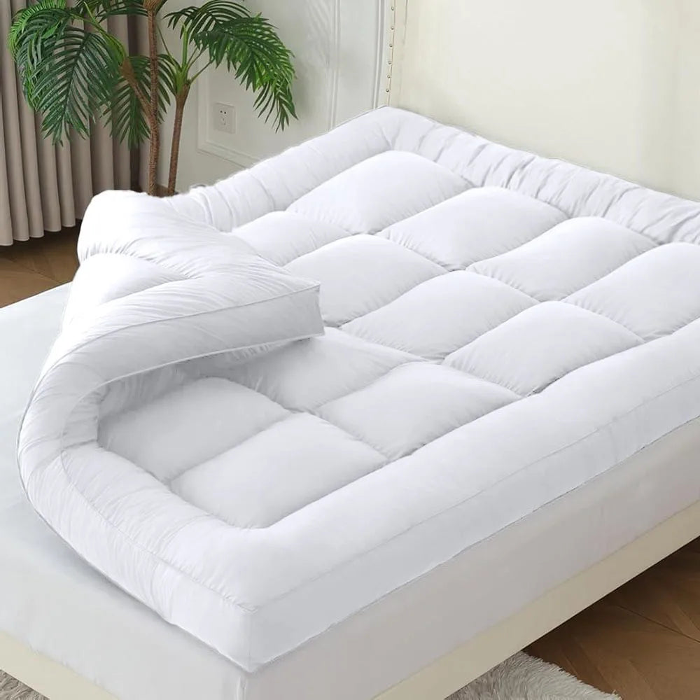 Mattress Topper Extra Thick Mattress Pad Cover for Back Pain Cooling Mattress Protector Overfilled Down Alternative Filling