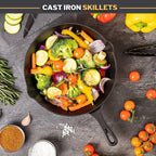 10" Pre-Seasoned Cast Iron Skillet With Pouring Lip For Cooking Bake Cake Barbecue Non-Stick Pan Heavy Duty Frying Pan Oven Safe