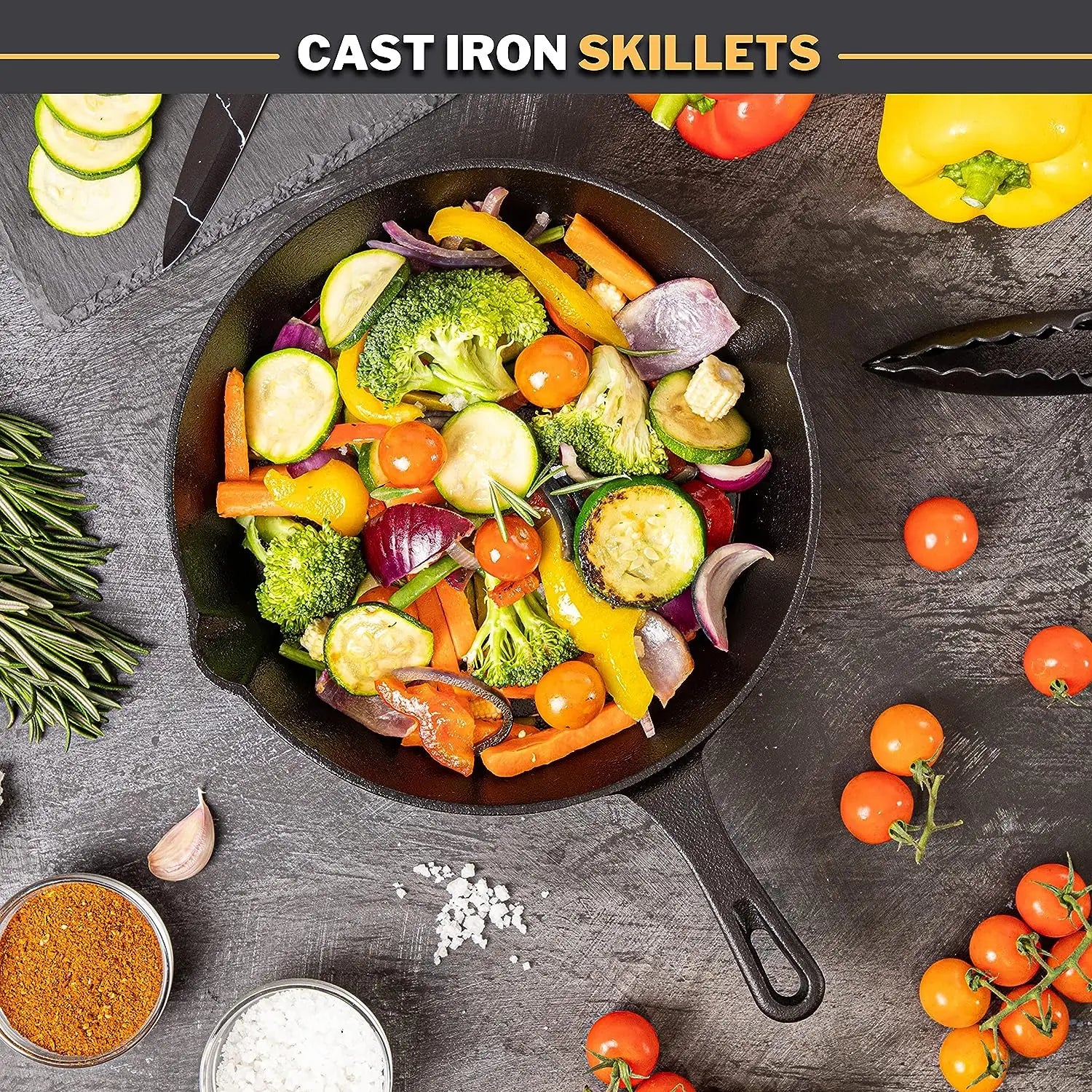 10" Pre-Seasoned Cast Iron Skillet With Pouring Lip For Cooking Bake Cake Barbecue Non-Stick Pan Heavy Duty Frying Pan Oven Safe