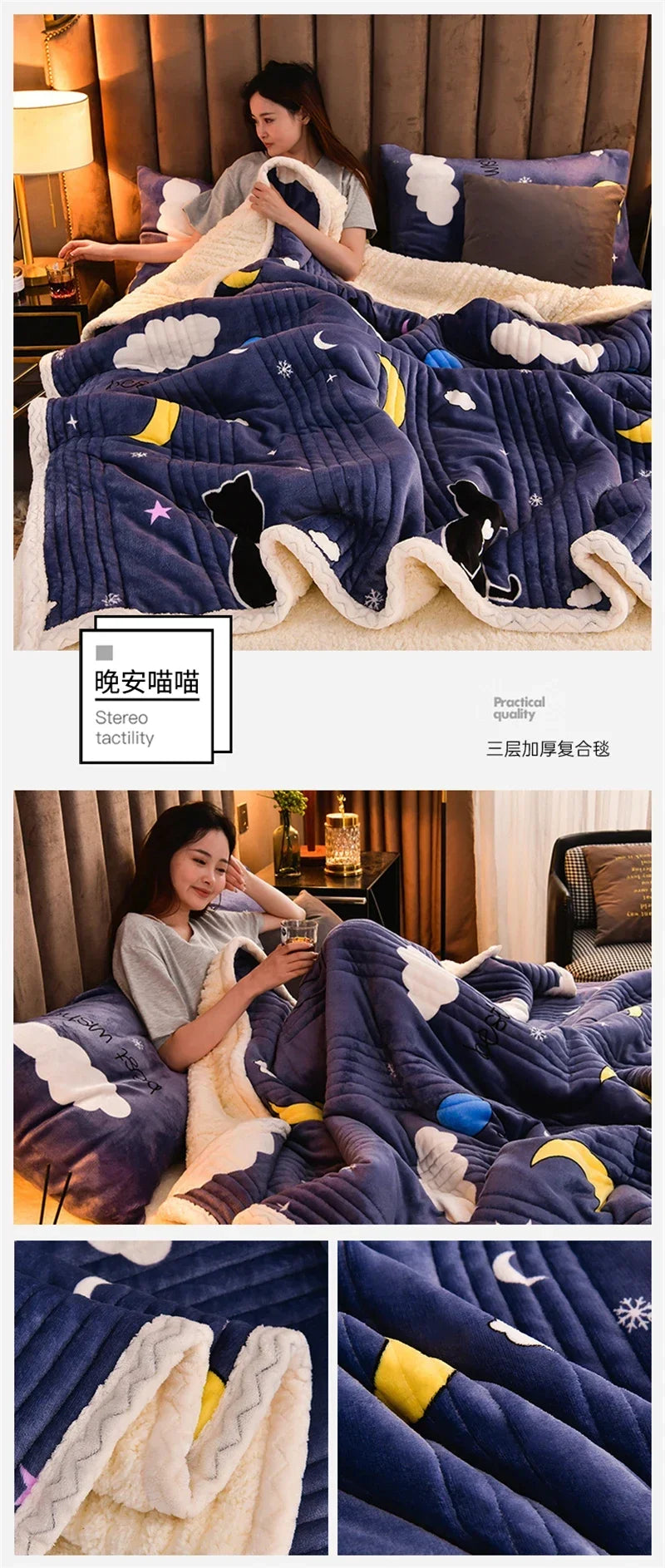 Soft Fluffy Warm Winter Blanket Thicken Lamb's Wool Autumn Warmth Blankets for Bed Milk Velvet Comfortable Sofa Blanket Throw