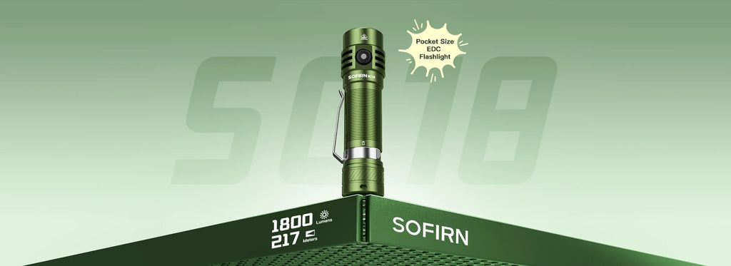 Sofirn SC18 1800lm EDC Flashlight USB C Rechargeable SST40 LED 18650 Torch TIR Optics Lens Lantern with Power Indicator
