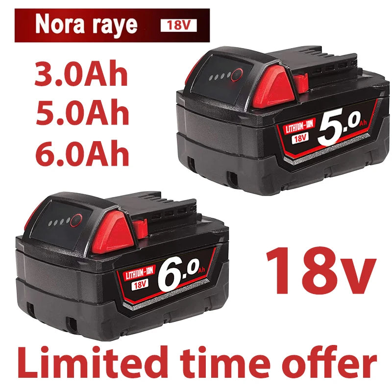 For Milwaukee 18V/ 3Ah 5Ah 6Ah 18650 Lithium Replacement Battery For Milwaukee 48-11-1860 48-11-1850 48-11-1840 Tool Battery
