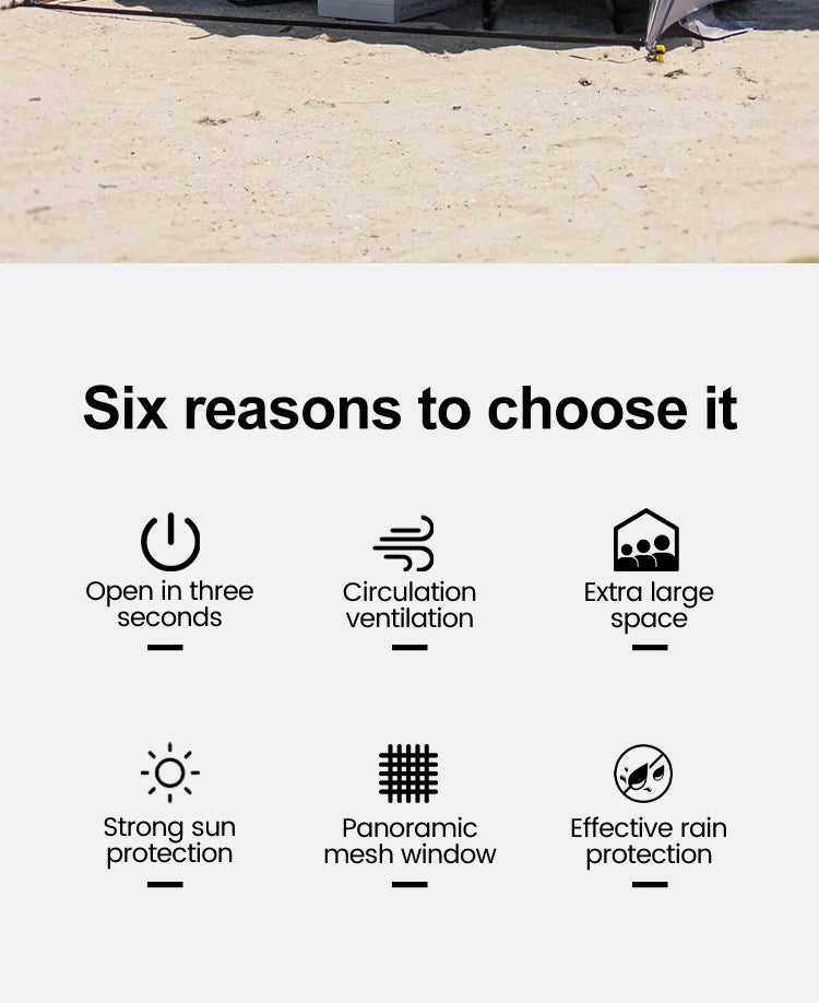 Sonuto Outdoor 3-4P One-Touch Camping Tent Quick Automatic Opening Beach Fishing Tent Family Travel Picnic Park Anti-UV Shade