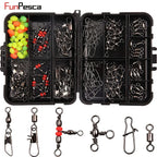 140pcs/box Fishing Swivel Snaps Kit - Ball Bearing Swivels, Triple Swivel Connectors, and Barrel Snap Clips