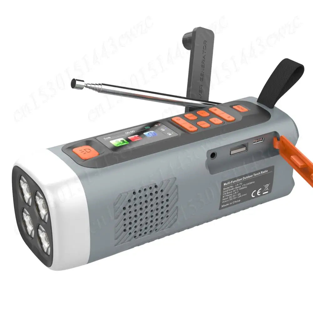 Solar Hand Crank Radio DAB FM Radio with Flashlight BT Speaker Emergency Weather Radio Rechargeable for Emergency Camping