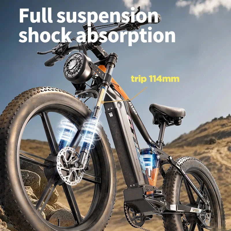 OTIDA NEW RX80 2000W 32MPH Dual Motors Electric Bicycle 48V20AH Lithium Battery 26 Inch 4.0 Fatbike Electric Bike For Adults