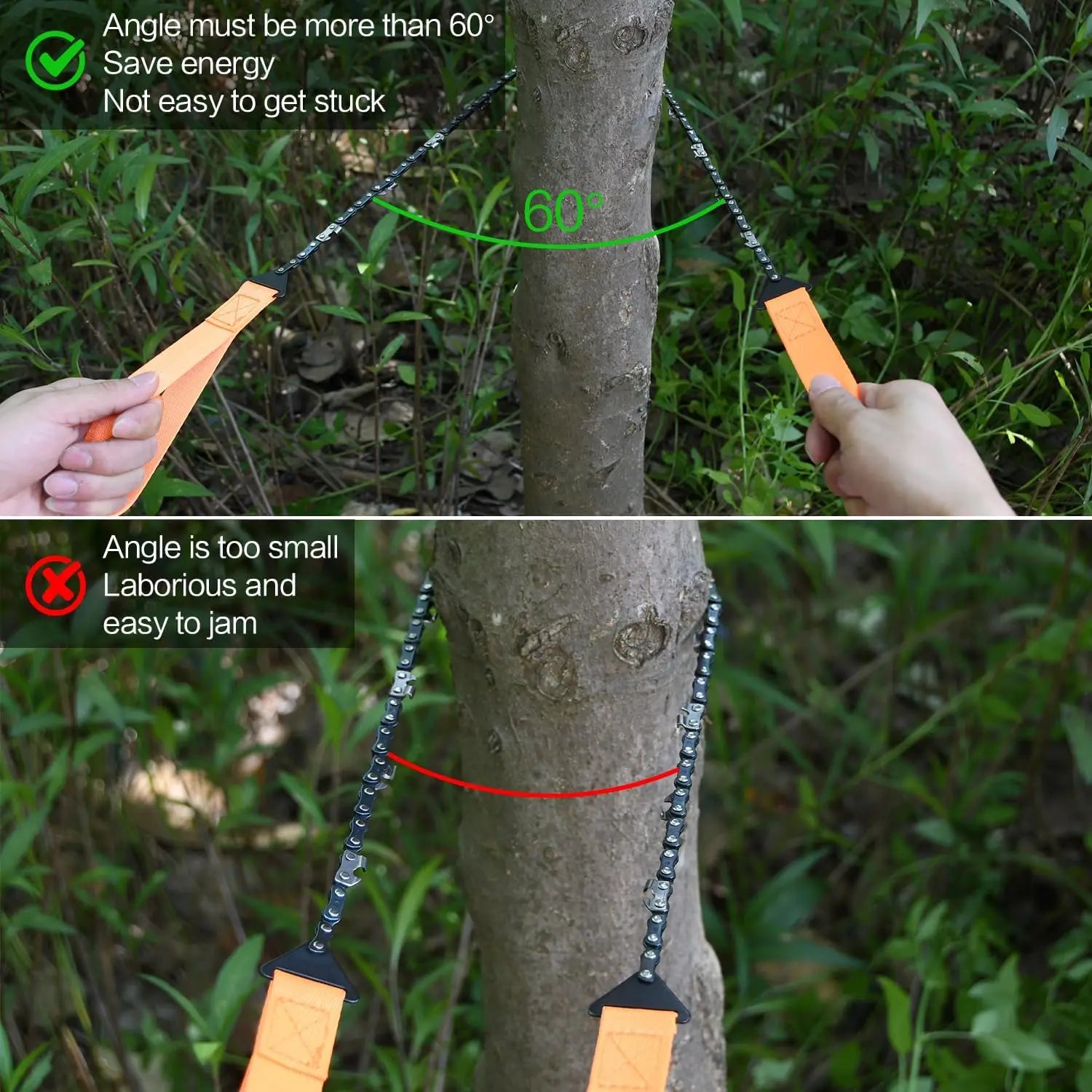 11 teeth Pocket Chainsaw For Camping Manual Chain Saw Survival Wire Saw -Rope Chain Saw For Cutting Tree Limbs
