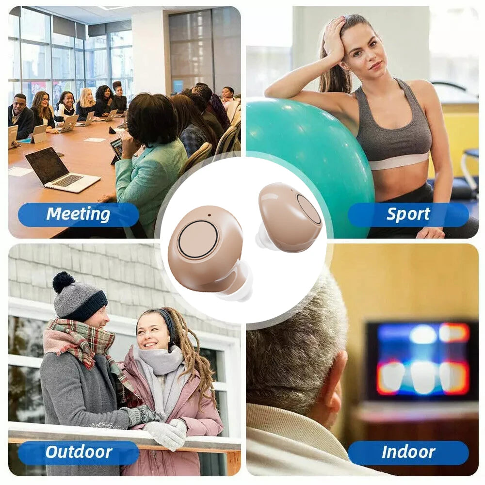 JINGHAO Hearing Aids Sound Amplifier Rechargeable Sound Enhance For Elderly Father Mother Gift Beige