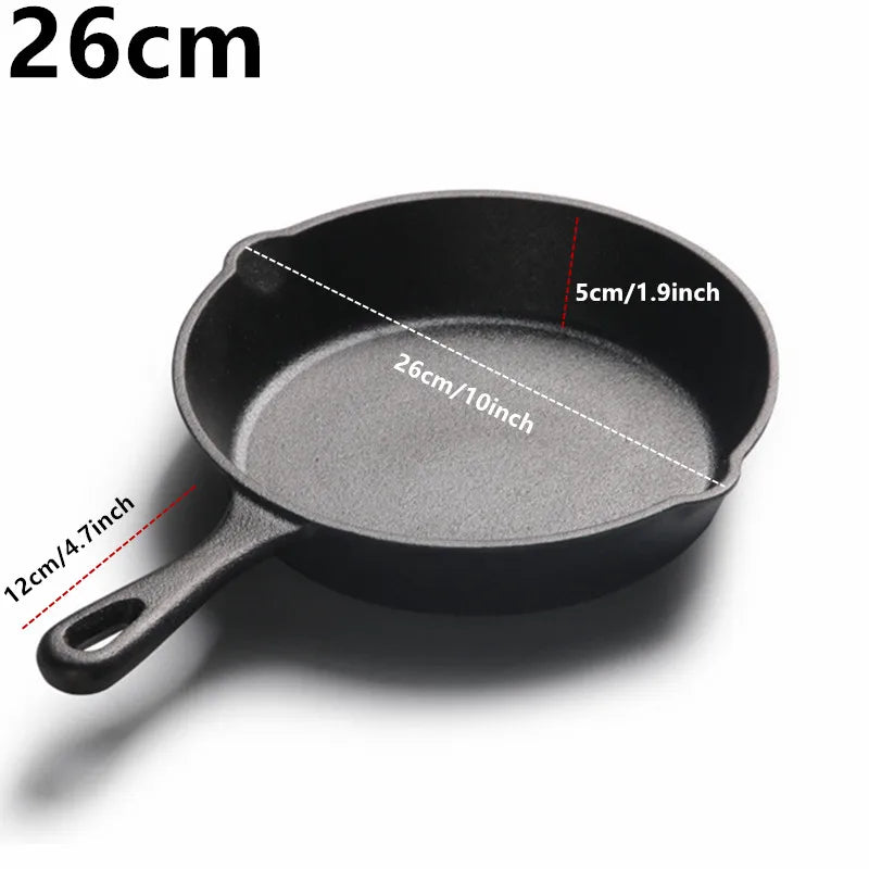 10" Pre-Seasoned Cast Iron Skillet With Pouring Lip For Cooking Bake Cake Barbecue Non-Stick Pan Heavy Duty Frying Pan Oven Safe