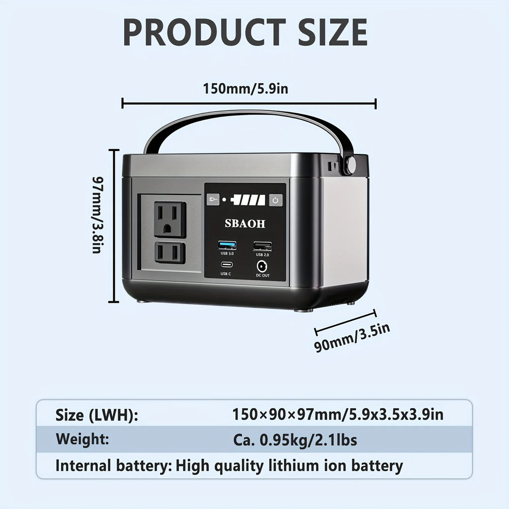 Portable Power Station P86,88.8Wh 3.7 V LiFePo4 Battery, with 120W (150W Peak) AC Outputs, Solar Generator for Travel and Camping