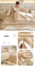 Thickened Coral Fleece Bed Blankets for Winter Warm Soft Imitation Lambs Wool Jacquard Blankets for Bedroom Sleeping Sofa Throw