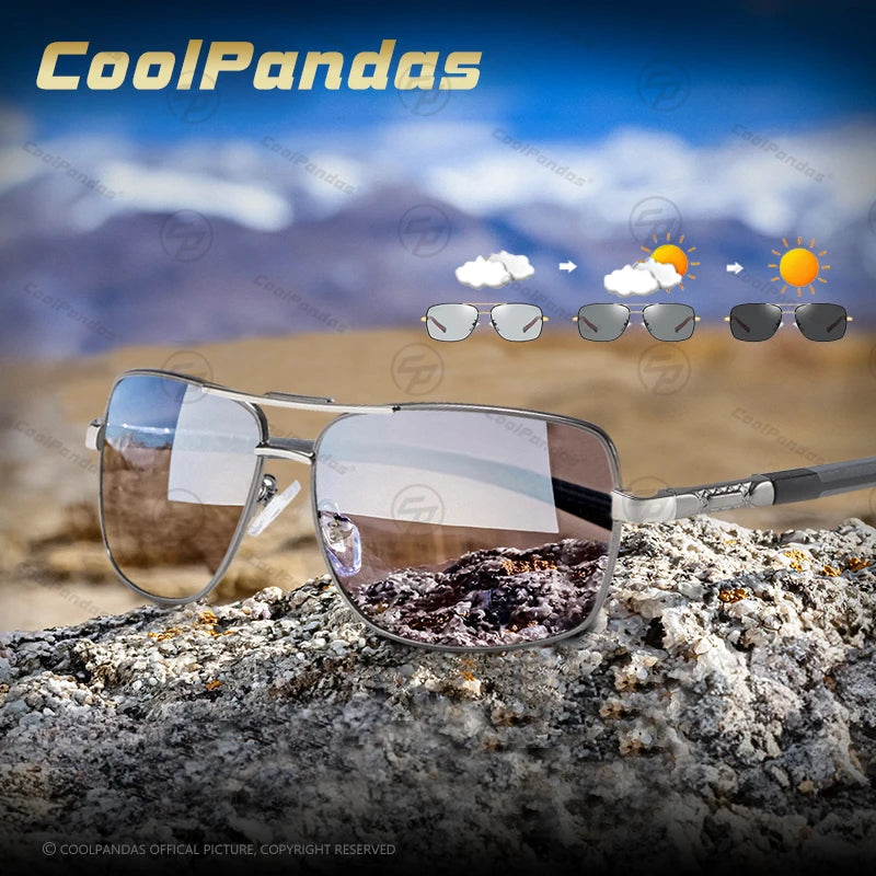 Fashion Men's Sunglasses Polarized Photochromic Lens Women Aluminum Frame Chameleon Glasses Goggle Glasses Oculos de sol