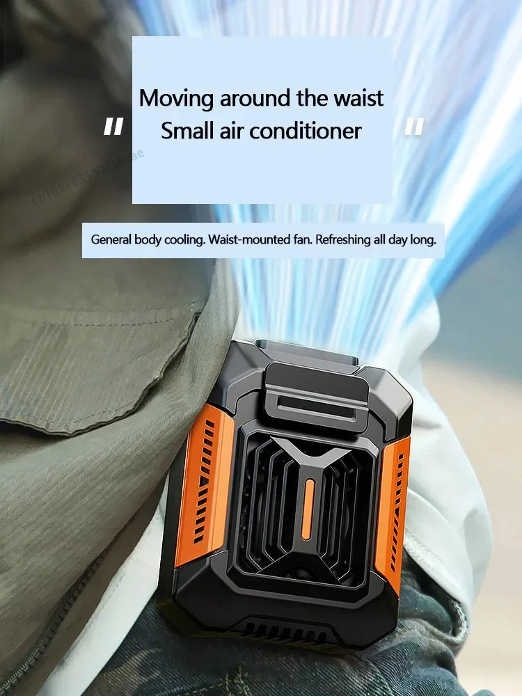 Personal Belt Clip Fan Portable Power Bank Flashlight Wearable Fan Hanging Neck Fan for Outdoor Works Hiking Camping