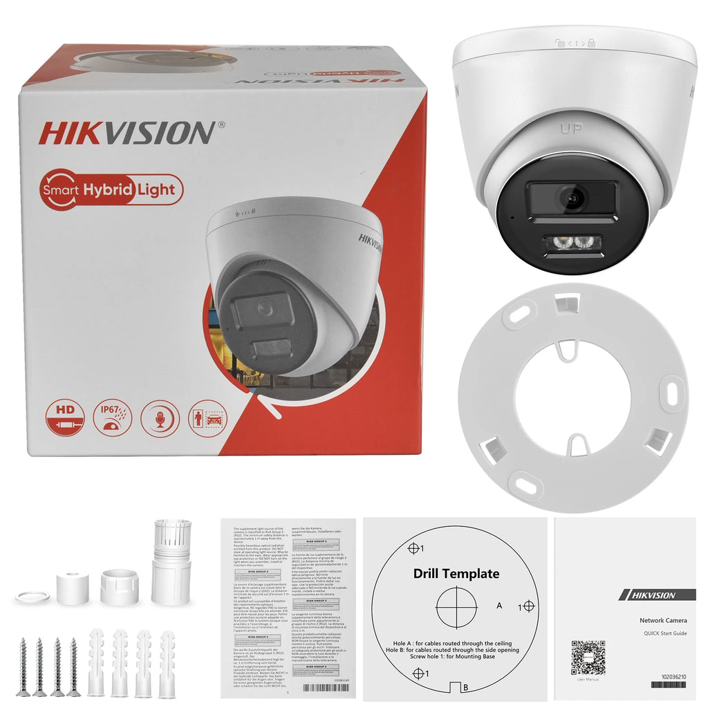 Hikvision 8MP ColorVu Smart Hybrid Light IP Camera DS-2CD1383G2-LIU DS-2CD1383G2-LIUF MD 2.0 Human Detect MIC SD Slot IP67 POE