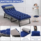 Camping Cot with Mattress, 4-Position Folding Camping Bed Hold up 330lbs, Portable Sleeping Cot for Camp, Beach, Patio