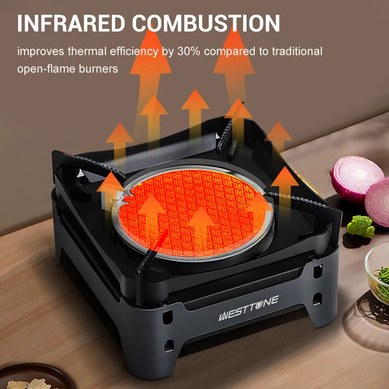 WESTTUNE Outdoor Infrared Combustion Stove Portable Cooking Burner 3600W Gas Stove with Electronic Ignition for Camping Picnic