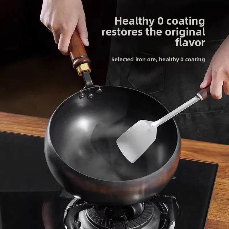 Hot selling iron pot, big belly pot, handmade forging small wok, mini small iron pot, uncoated and non stick household wok