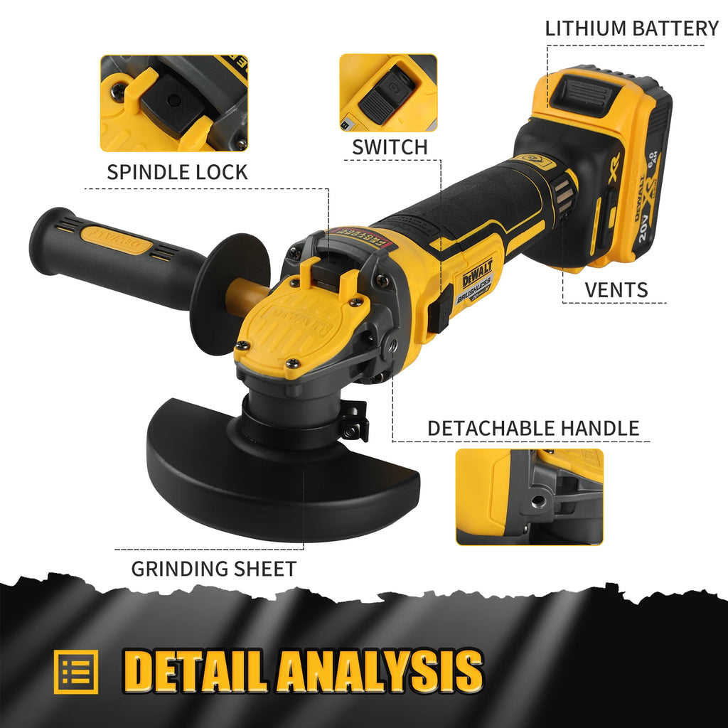 DEWALT DCG409 125mm Flat Head Angle Grinder Bare Machine Tool Cutting Machine 20v grinder  Brushless Tools