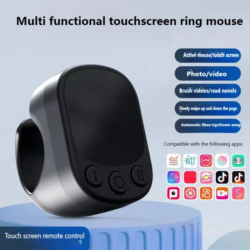 Wireless Bluetooth Ring Mouse With Touch Screen Remote Control Lightweight Tiktok YouTube Mini Air Mice For iOS Android Tablet