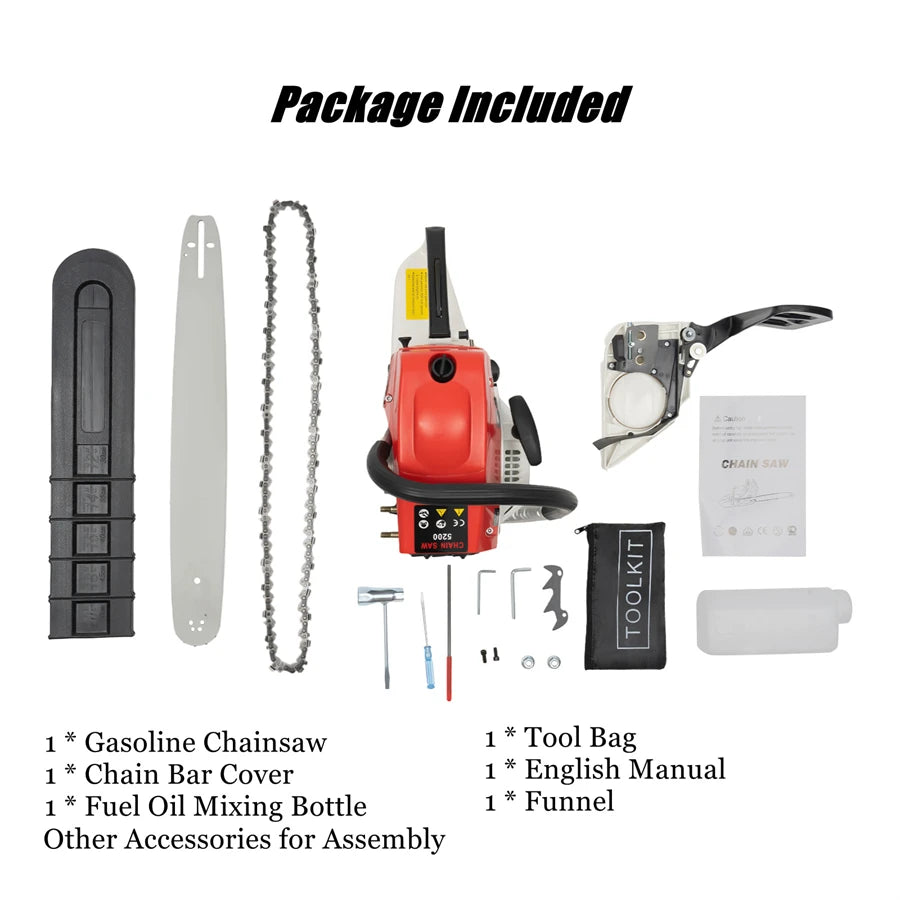 20inch/22inch Gas-powered Chainsaw, 2-Stroke 52CC Air-cooled Gasoline Chainsaw, Chainsaw Cutting Wood Gas Sawing, Chain Saw Set