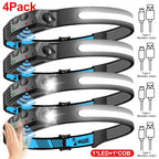 Induction Headlamp COB+LED Head Flashlight Built in Battery USB Rechargeable Outdoor Waterproof Camping Fishing Work Lantern ﻿