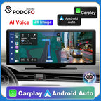 Podofo 10.26" Dash Cam 4K Rearview Camera Wireless Carplay Android Auto GPS with Voice Control Dashboard DVR Car Monitor