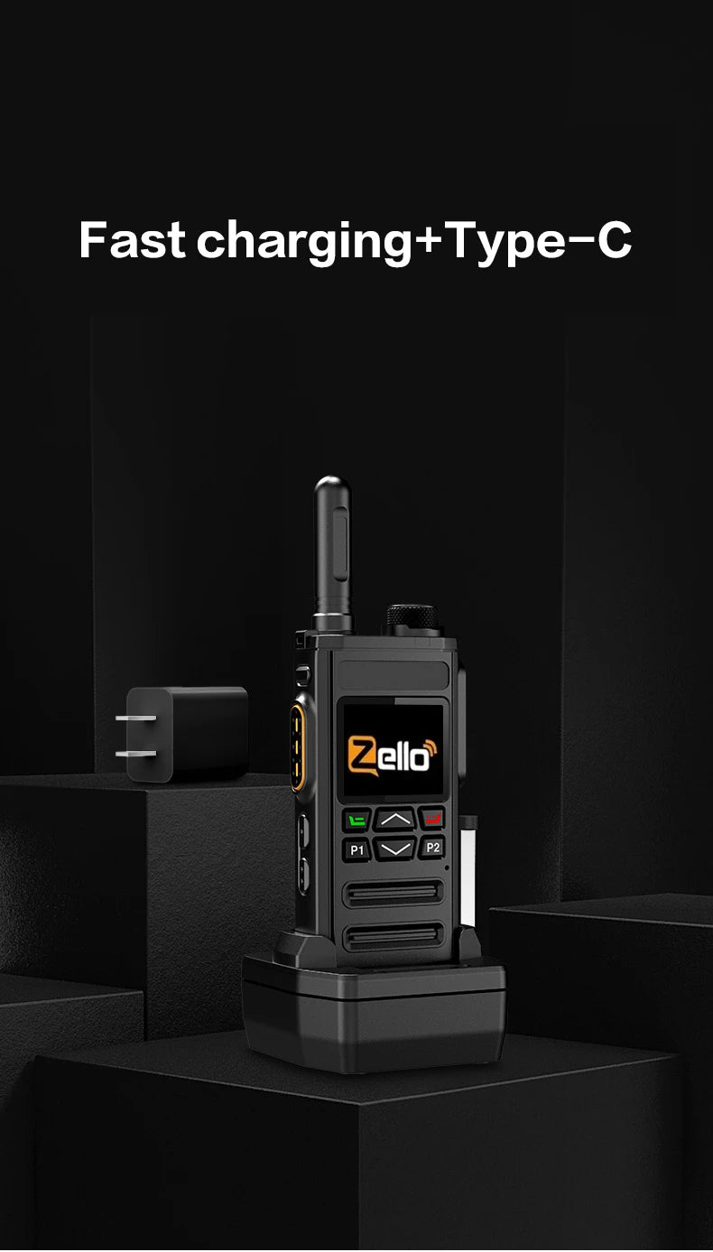 Zello 4G LTE&WiFi POC walkie Talkie - Bluetooth Connection, Long Battery Life, Fast Charging, Essential for Professional Outdoor