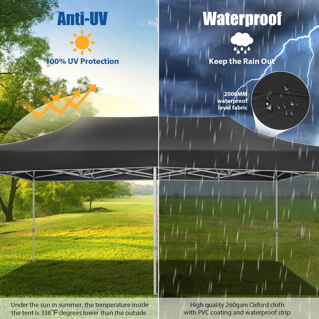 10x20 Heavy Duty Pop Up Canopy Tent for Parties Event Wedding Commercial Instant Canopy with Roller Bag, Party Tent Waterproof